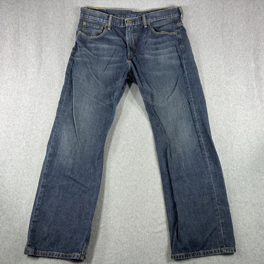 Levis 569 Jeans 38x32 Blue Relaxed Straight Faded Zip Red Tab Denim